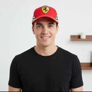 Ferrari Red and Yellow Racing Hat with Laurel Embroidery
